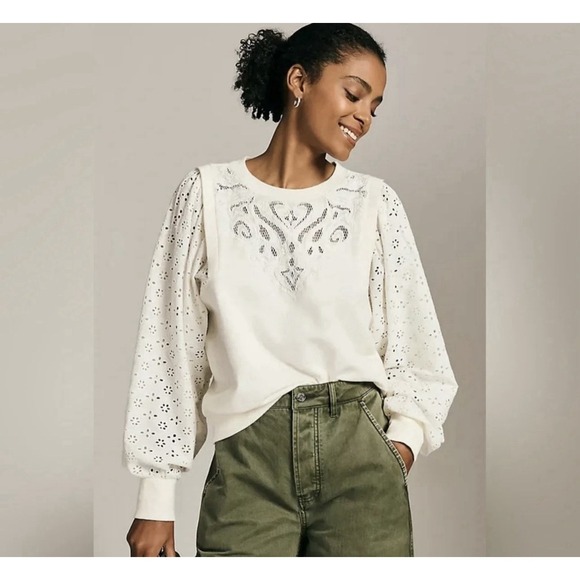 Pilcro Tops - Pilcro By Anthropologie Top Women's Medium eyelet Embroidery Long Sleeve